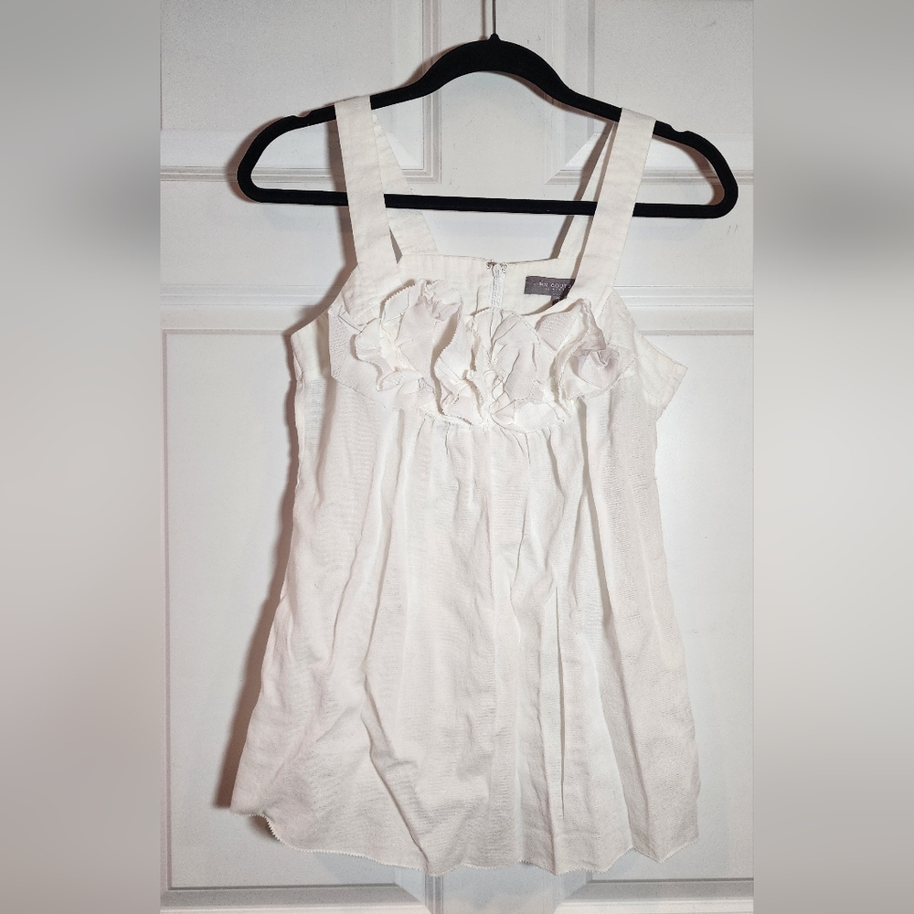 MM Couture By Miss Me White Ruffle Front Sleeveless Blouse Small